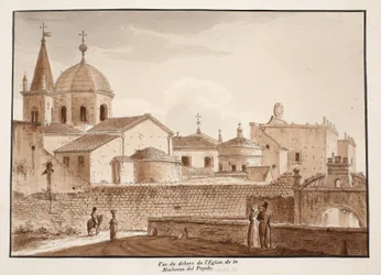 Ansicht des Äußeren der Kirche Santa Maria del Popolo, 1833